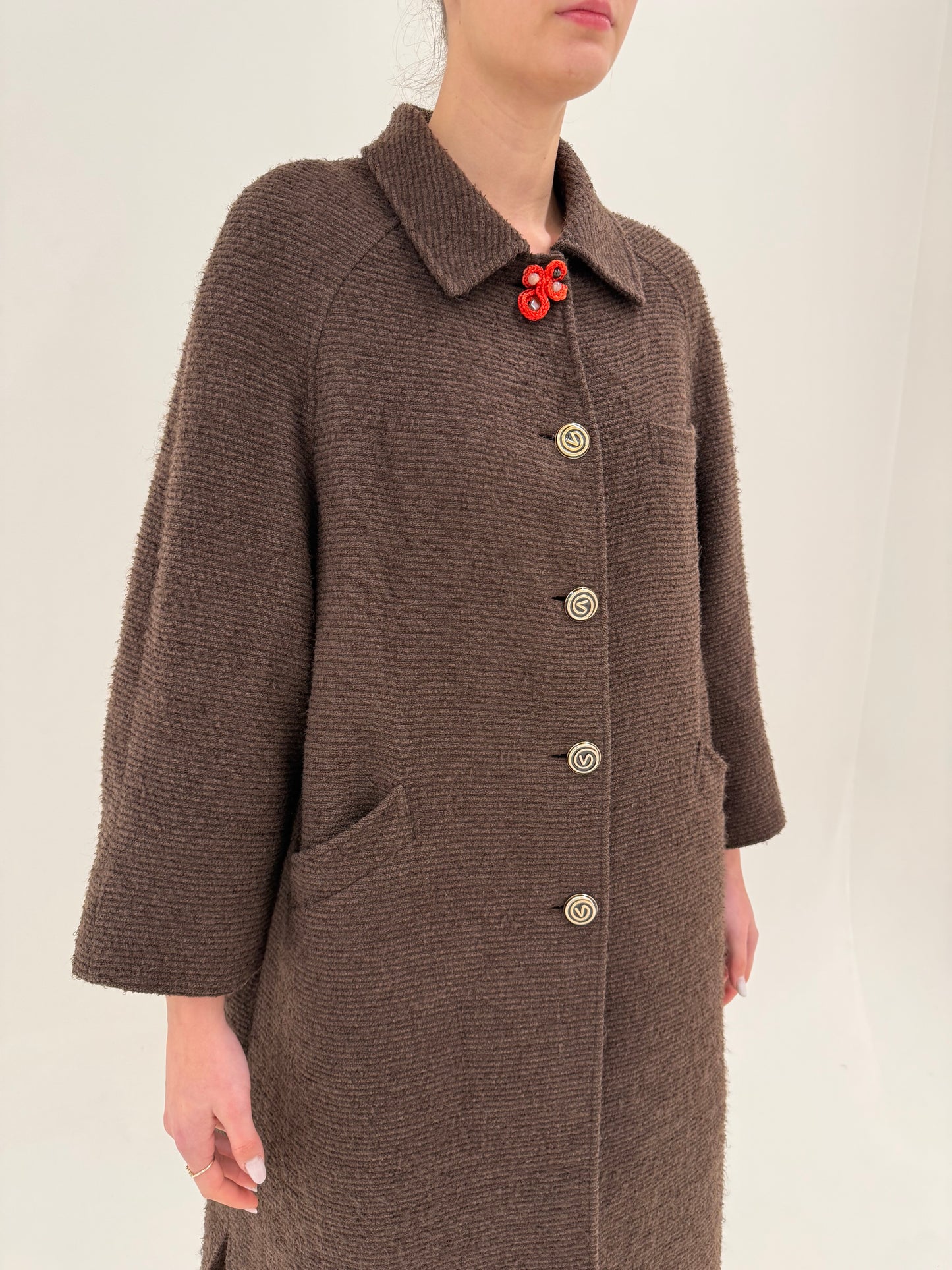 Pardesiu Valentino vintage în croi lejer chocolate brown