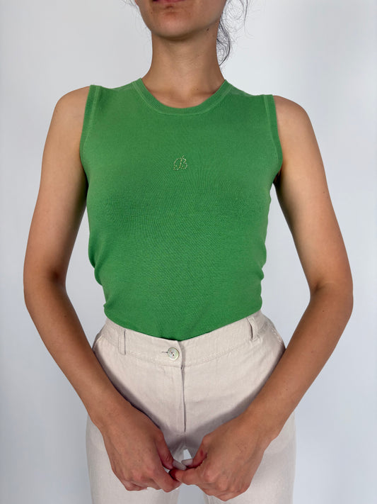 Top verde tare din jerse de bumbac