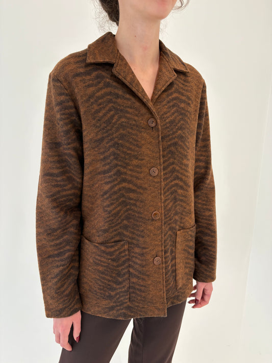 Sacou animal print stilizat din lana plină extrafina