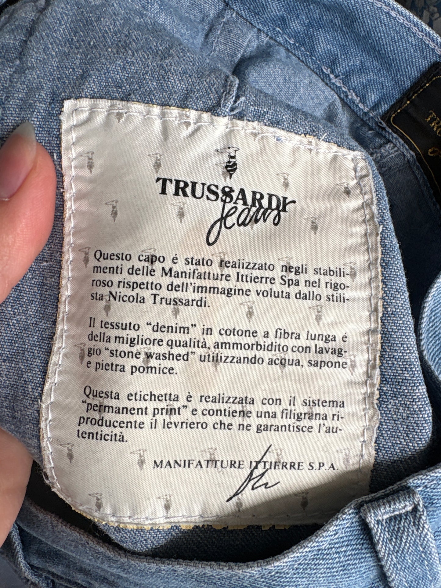 Fustă luxury Trussardi din jeans cu talie ultra înaltă