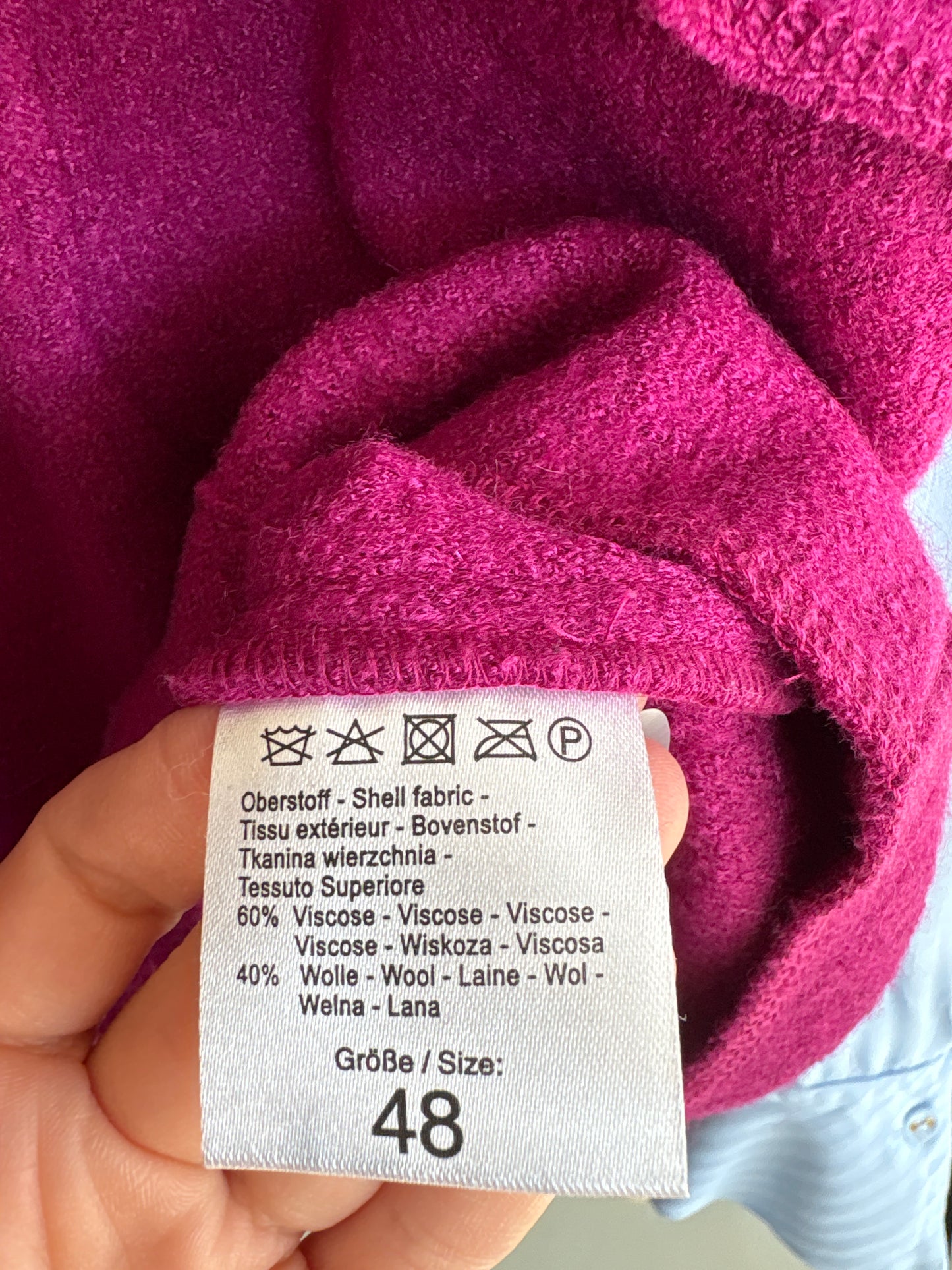 Sacou fucsia cu influențe casual din mix de lana extrafina și vascoza