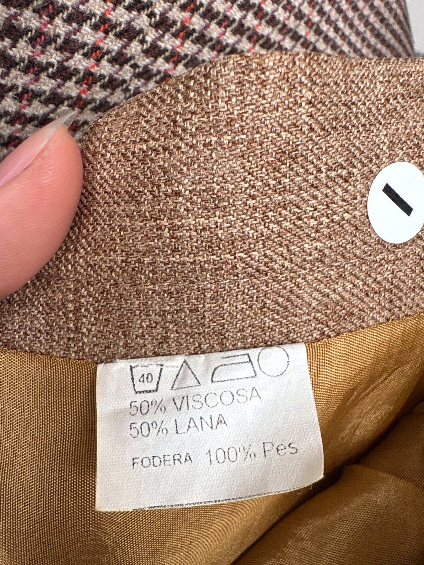 Fustă camel în bie din lana extrafina și vascoza cu talie elastică ultra înaltă