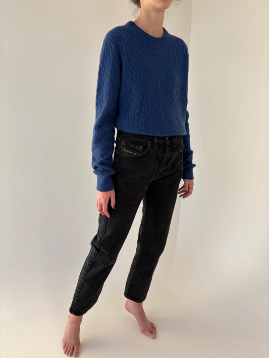 Jeans luxury Diesel straight leg cu talie înaltă