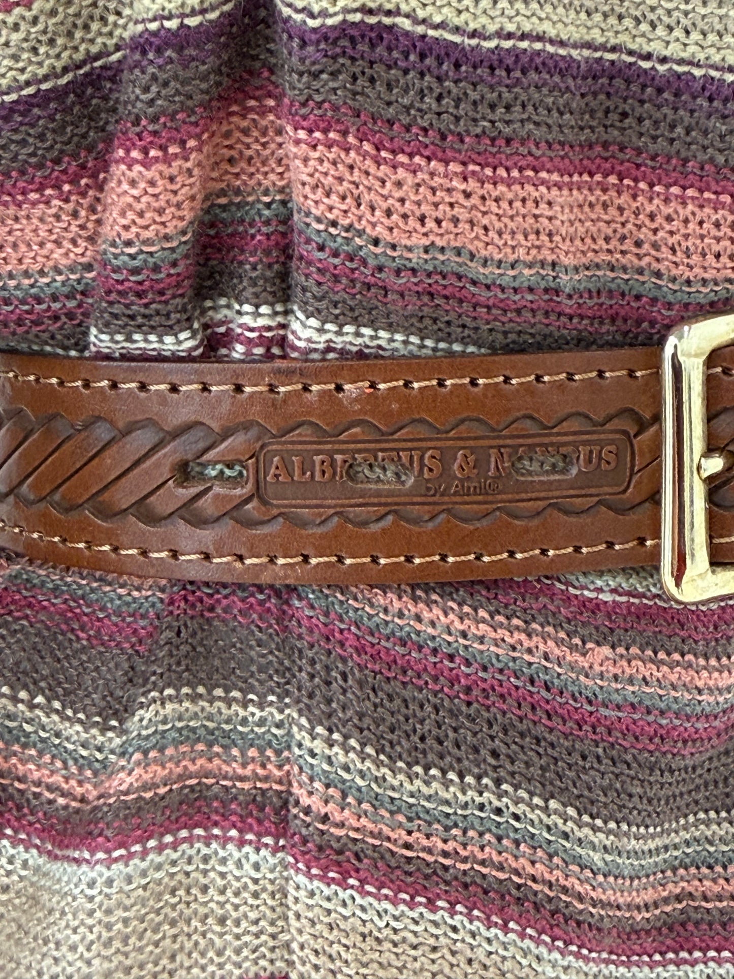 Centura vintage din piele naturală groasă texturată cu feronerie aurie