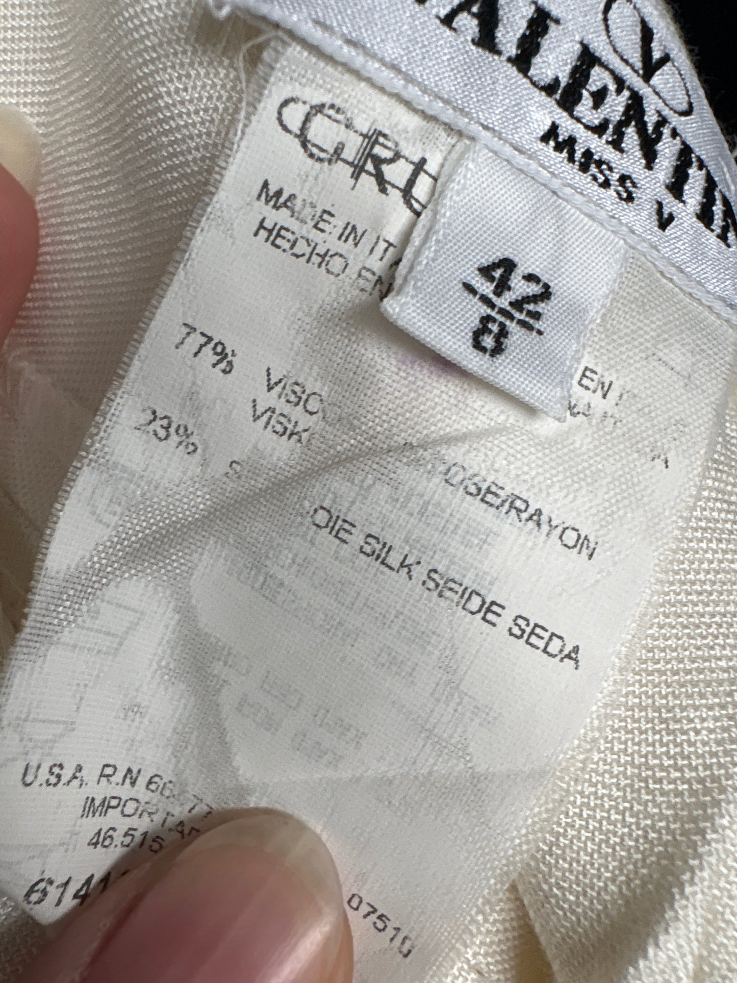 Pantaloni Valentino panza de mătase naturală și vascoza cu talie ultra înaltă petite