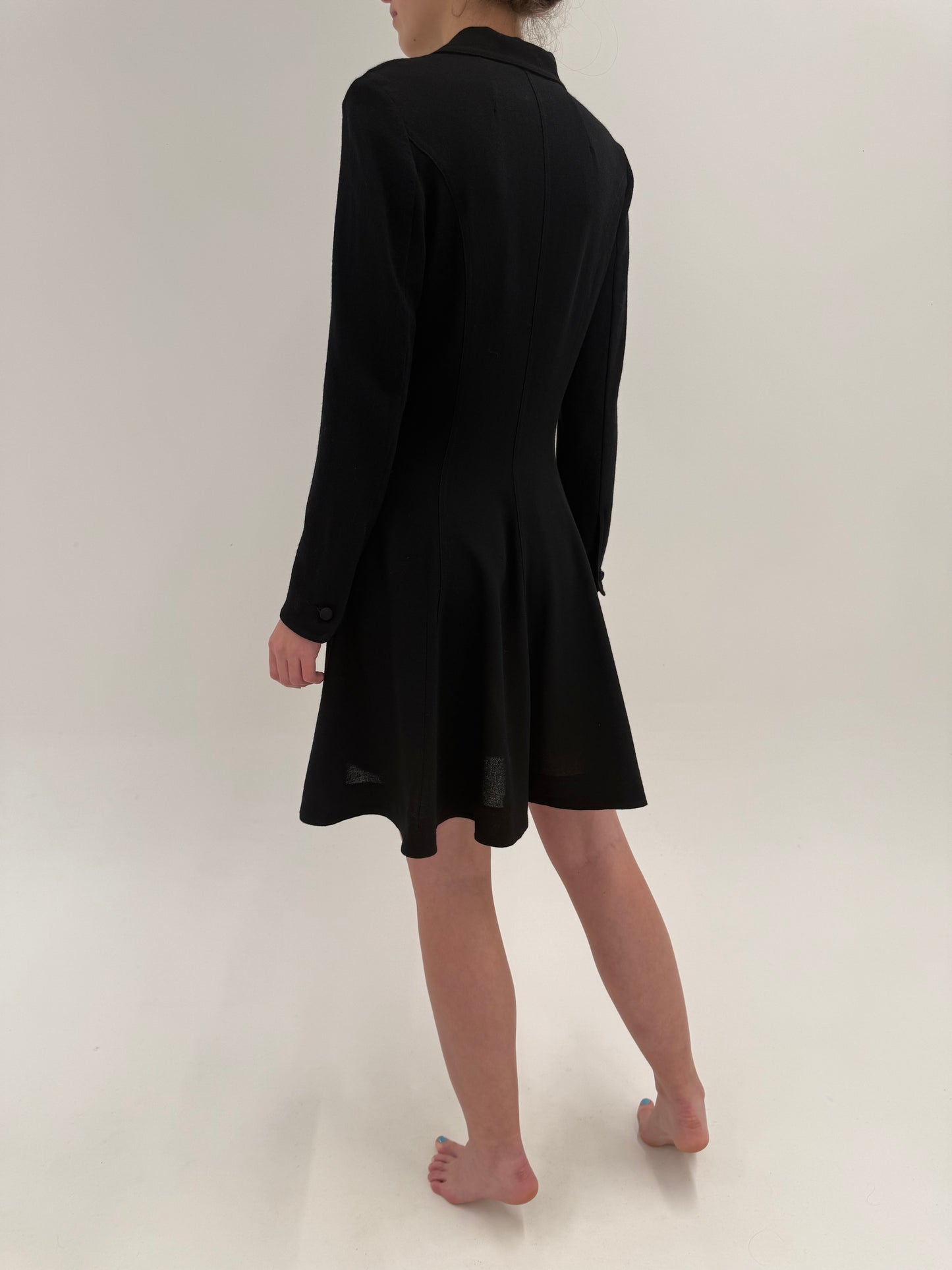 LBD old vintage late 80’s cambrata din creppe de lana extrafina