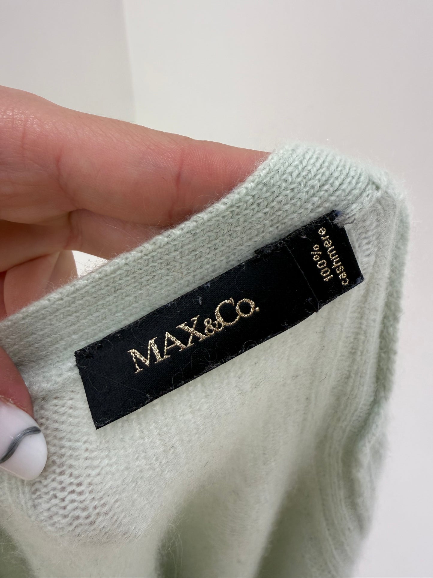 Cardigan Max&Co by Max Mara mint green din cașmir cu mânecă 3/4