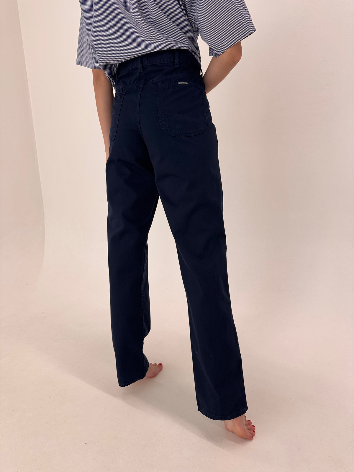 Pantaloni tall luxuryTrussardi dark wash in croi clasic