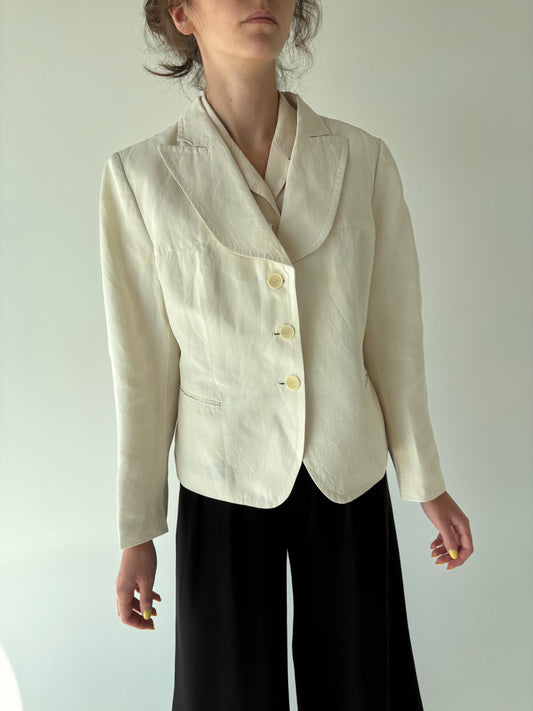 Sacou luxury René Lezard din mătase naturală și în butter white