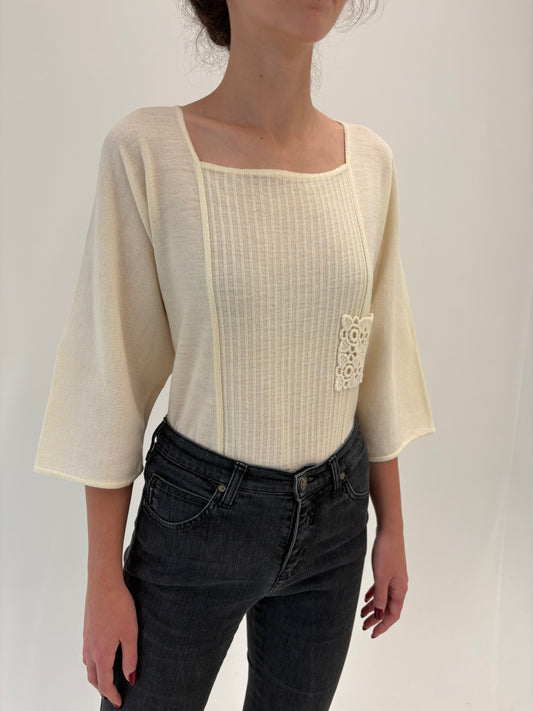 Pulover de brand luxury italian plus size Marina Rinaldi butter white