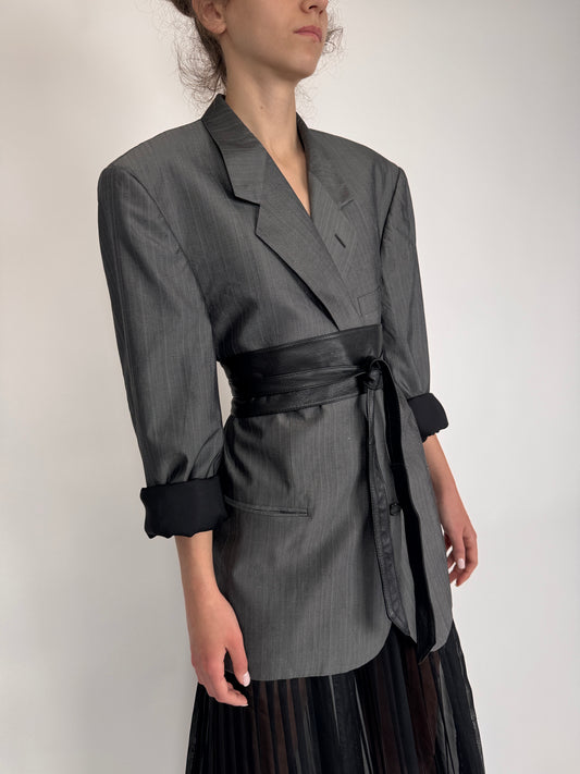 Sacou silver gray din mătase naturală