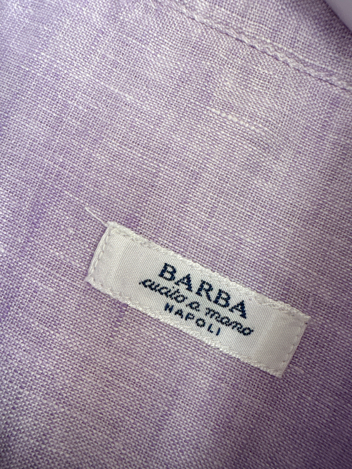 Cămașa de brand luxury italian din in excepțional lavender lucrată manual