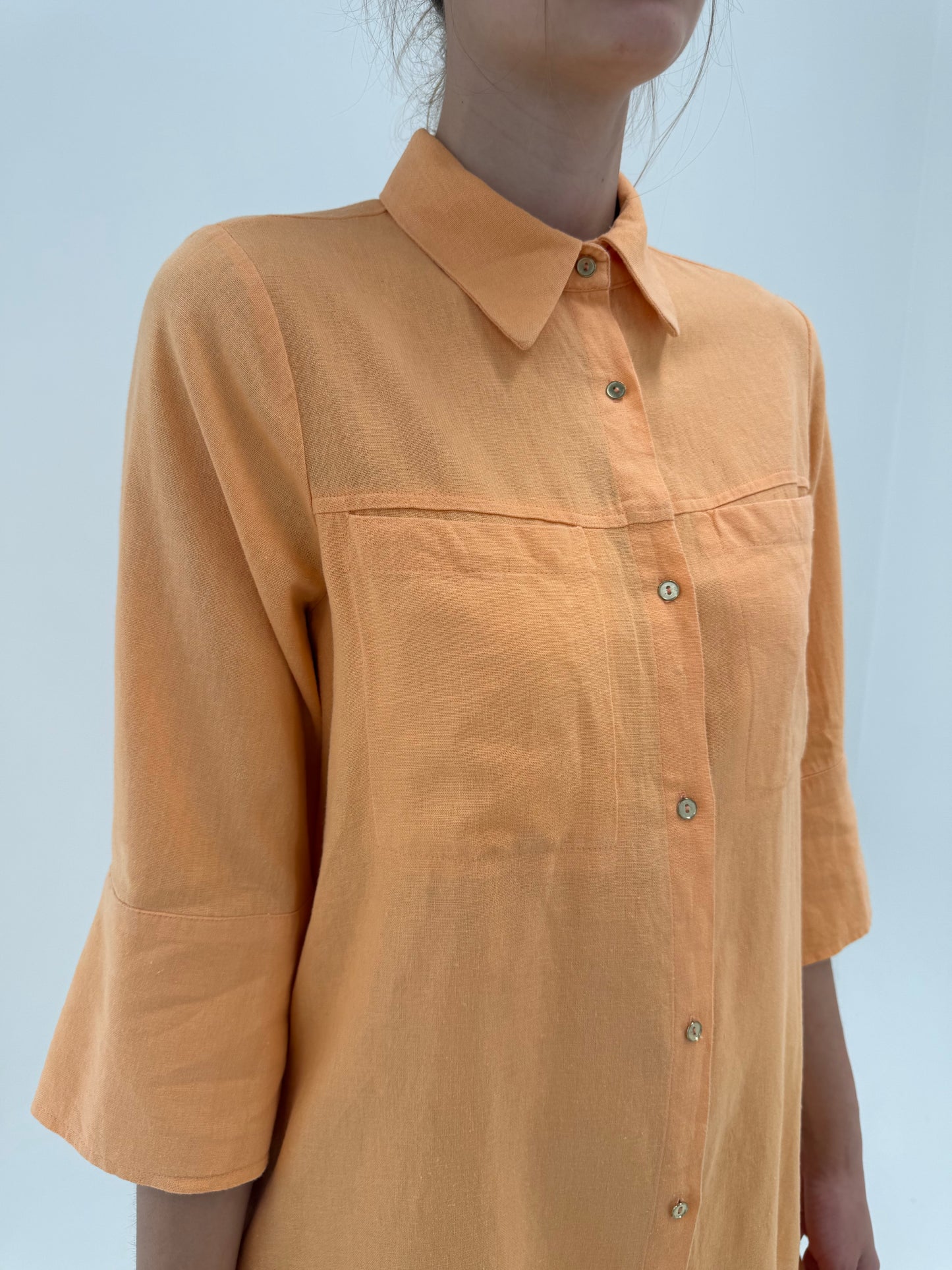 Rochie din pânză  în croi chic lejer powder orange