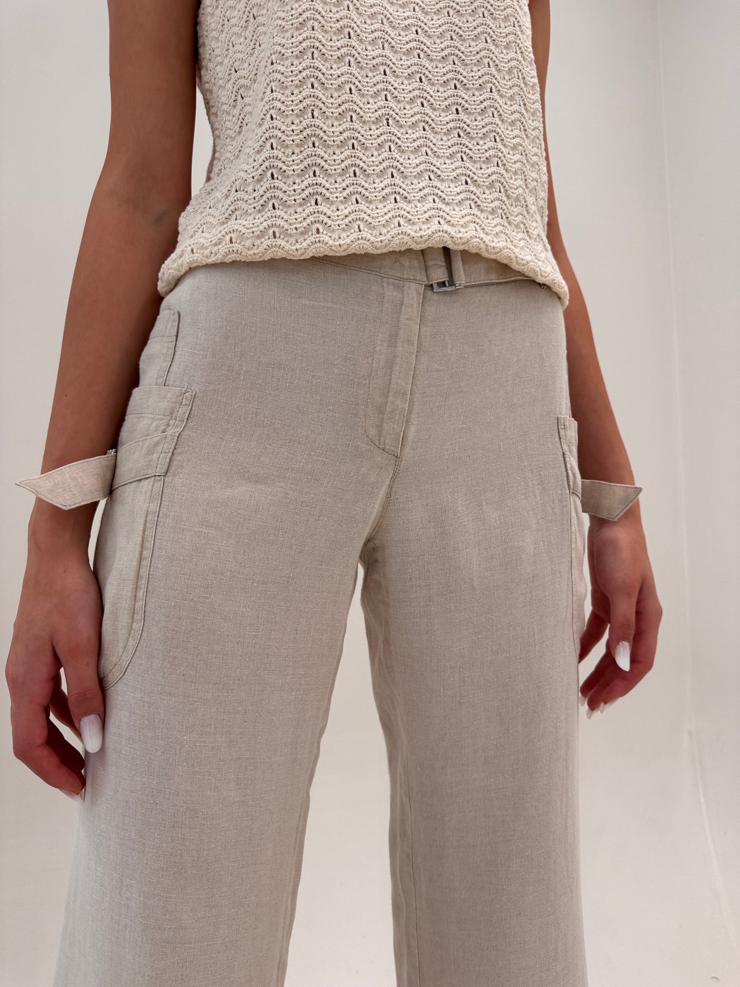 Pantaloni palazzo gama Max Mara sand nude din in premium
