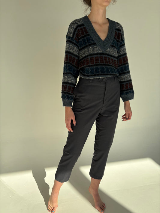 Pantaloni steel gray din lana extrafina petite