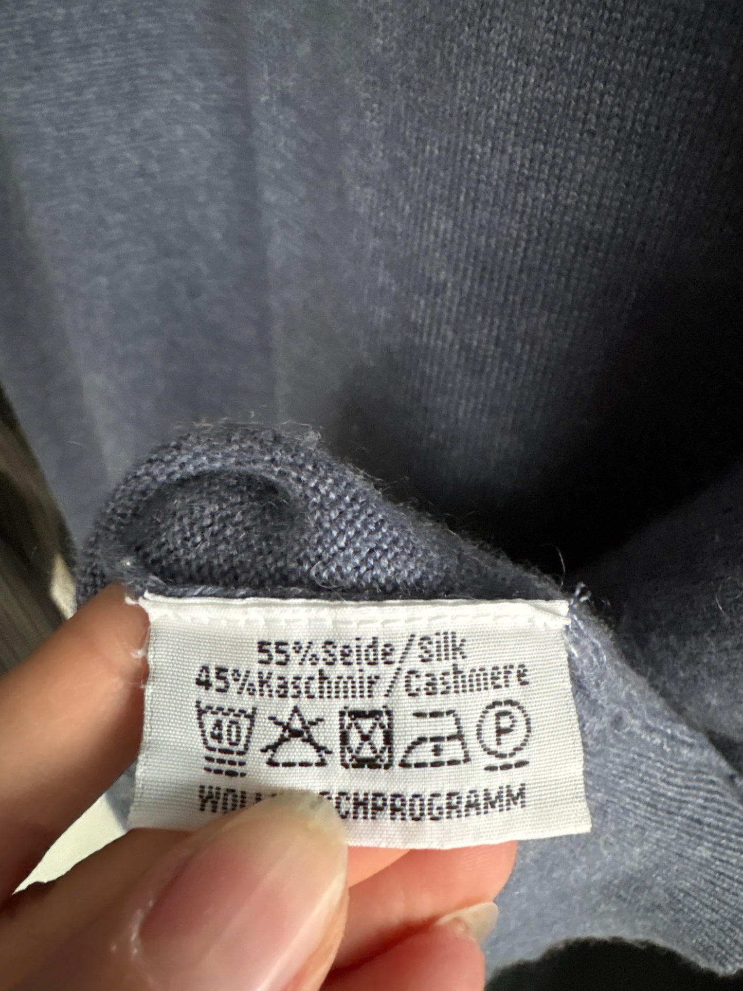 Maleta tall jeans blue din cașmir și mătase naturală