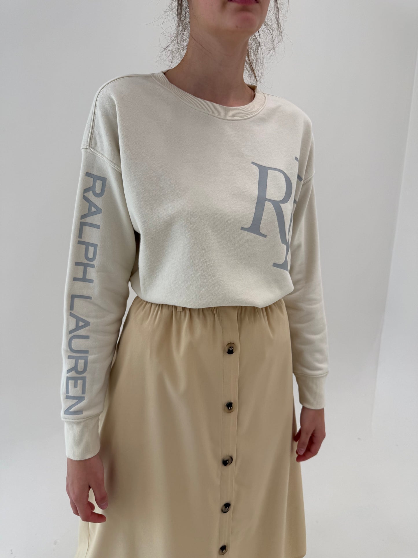 Bluză sport Ralph Lauren off white din material excepțional în croi oversized