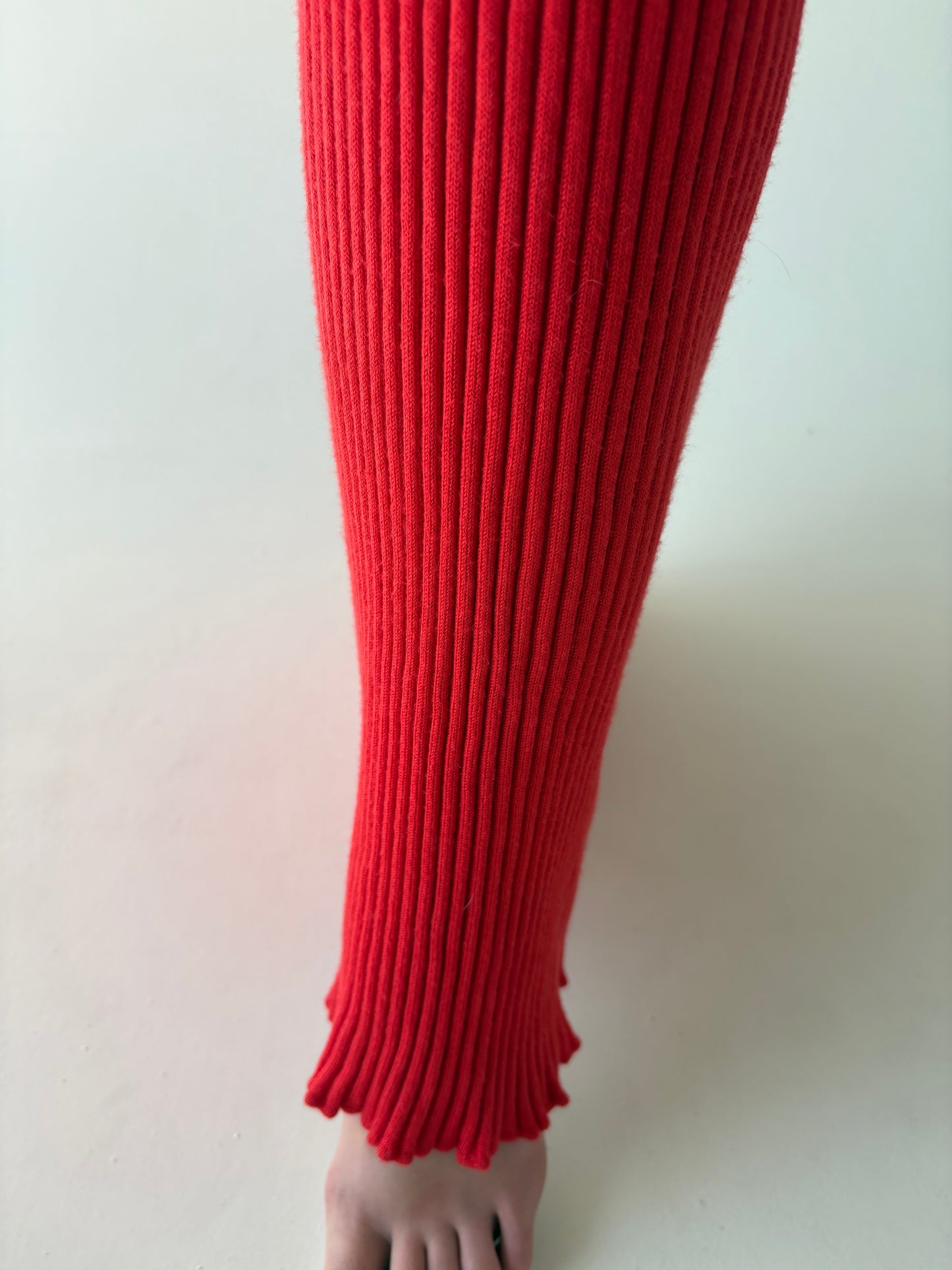 Rochie maxi tall din jerse ribbed de gramaj mare cherry red