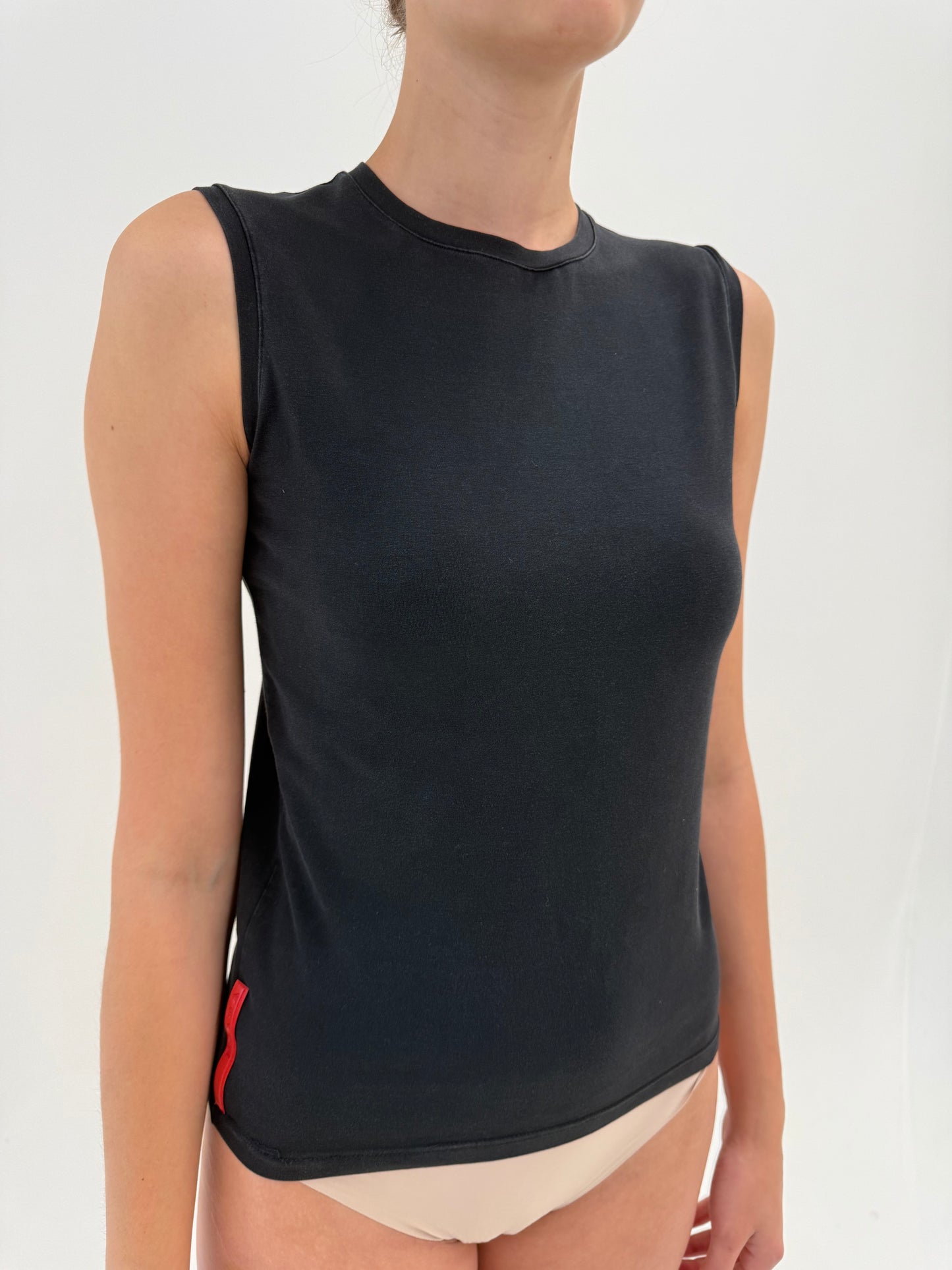 Top negru Prada din bumbac modelator