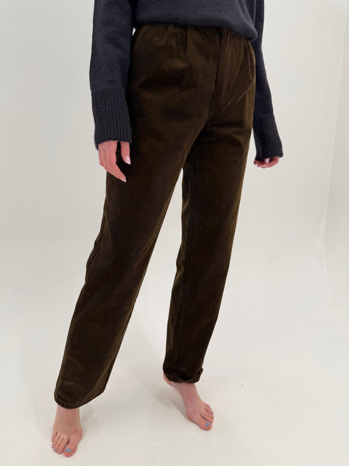 Corduroys tall chocolate brown vinatge cu pense