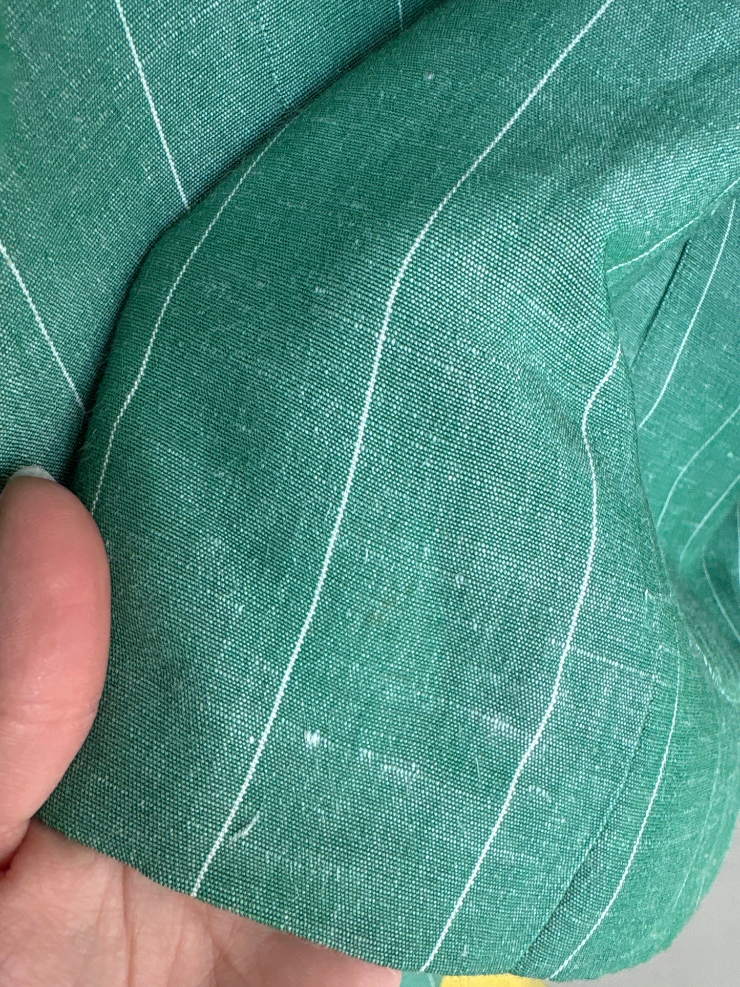 Sacou italian emerald green în dungi fine verticale din pânză