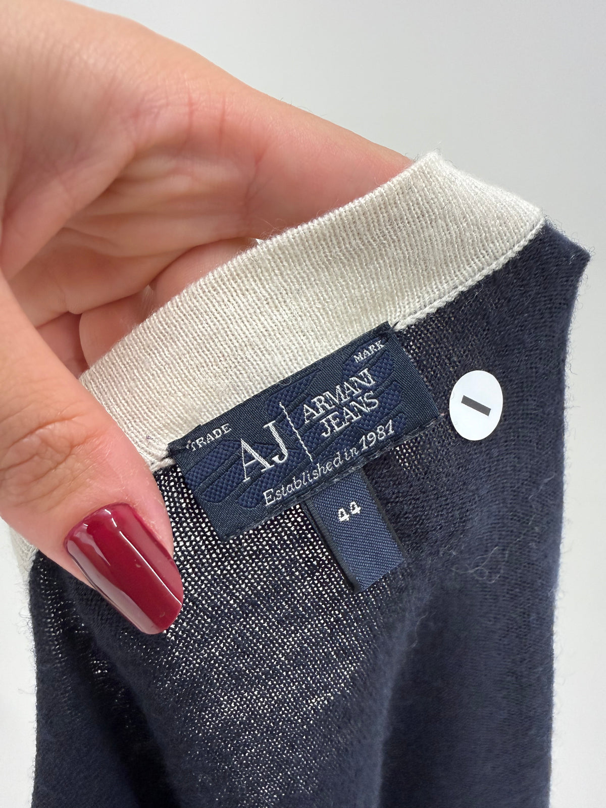 Cardigan lung Armani tall Navy blue din lana extrafina în croi drapat