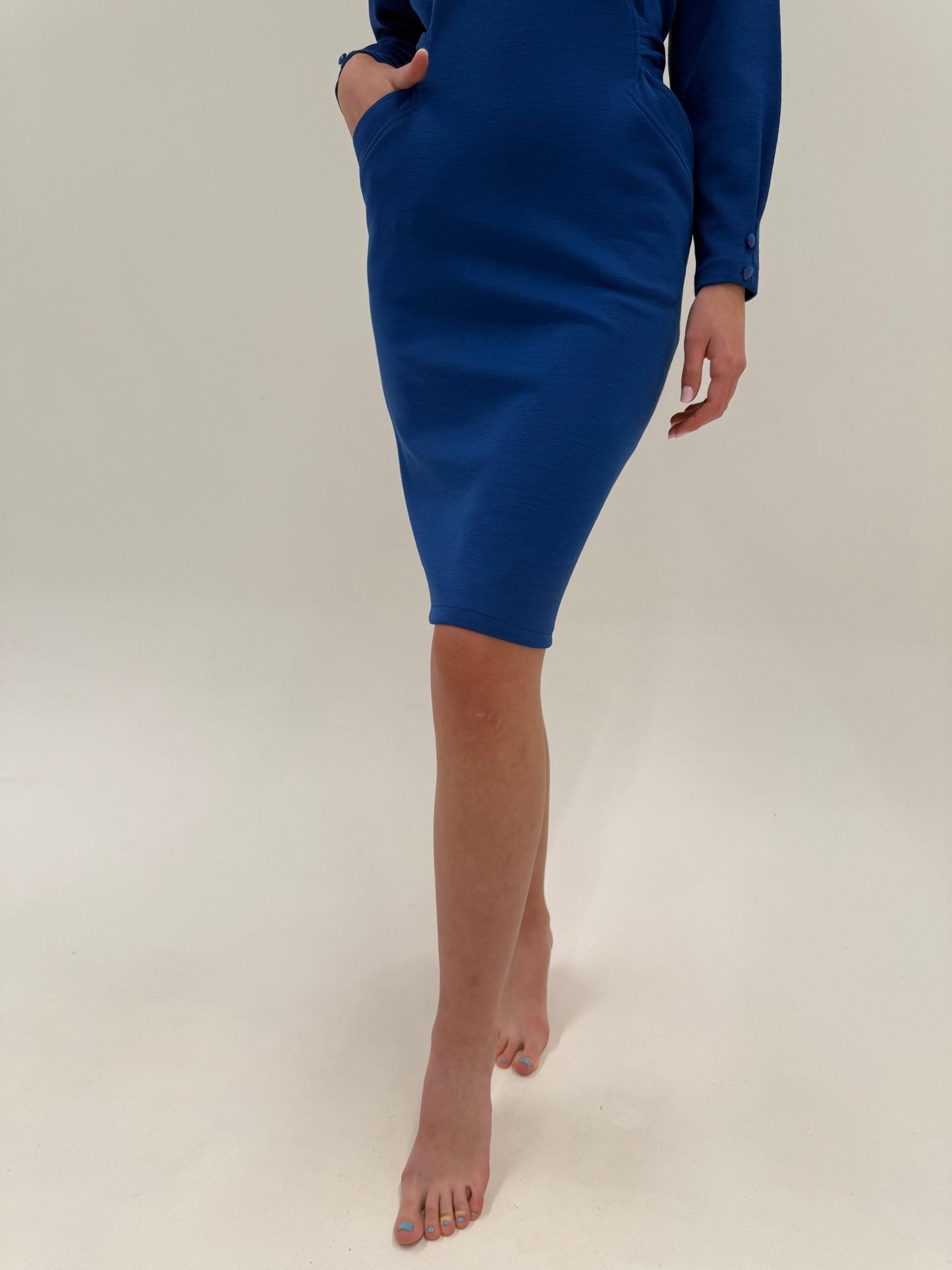 Rochie Old vintage anii 80 power dressing albastru cerneală