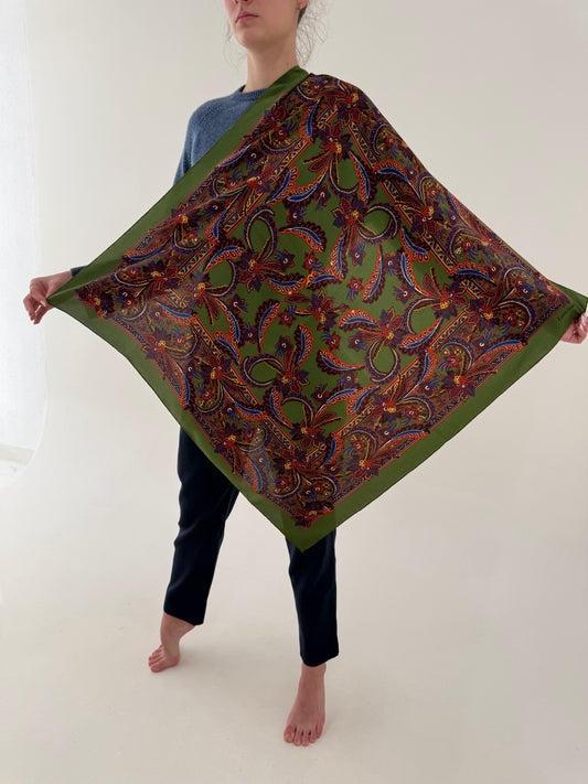 Eșarfă de brand luxury vintage Louis Feraud din mătase naturală