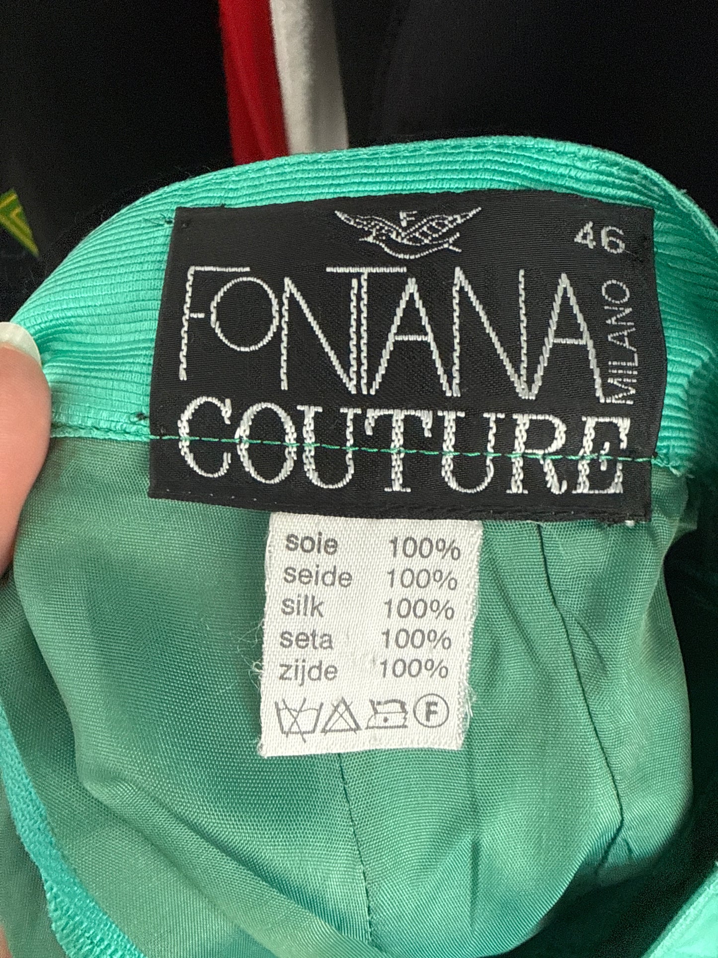Fustă Couture italiană din jacquard de mătase naturală emerald green