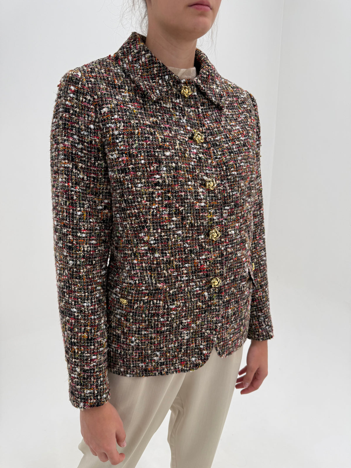 Sacou în stil Chanel din tweed excepțional de lana în culori superbe