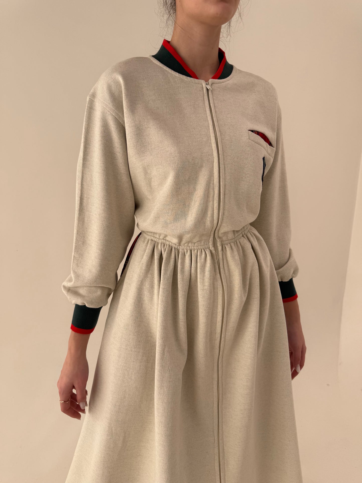 Rochie vintage nouă cu etichetă în stil Gucci din bumbac gros cu influențe casual