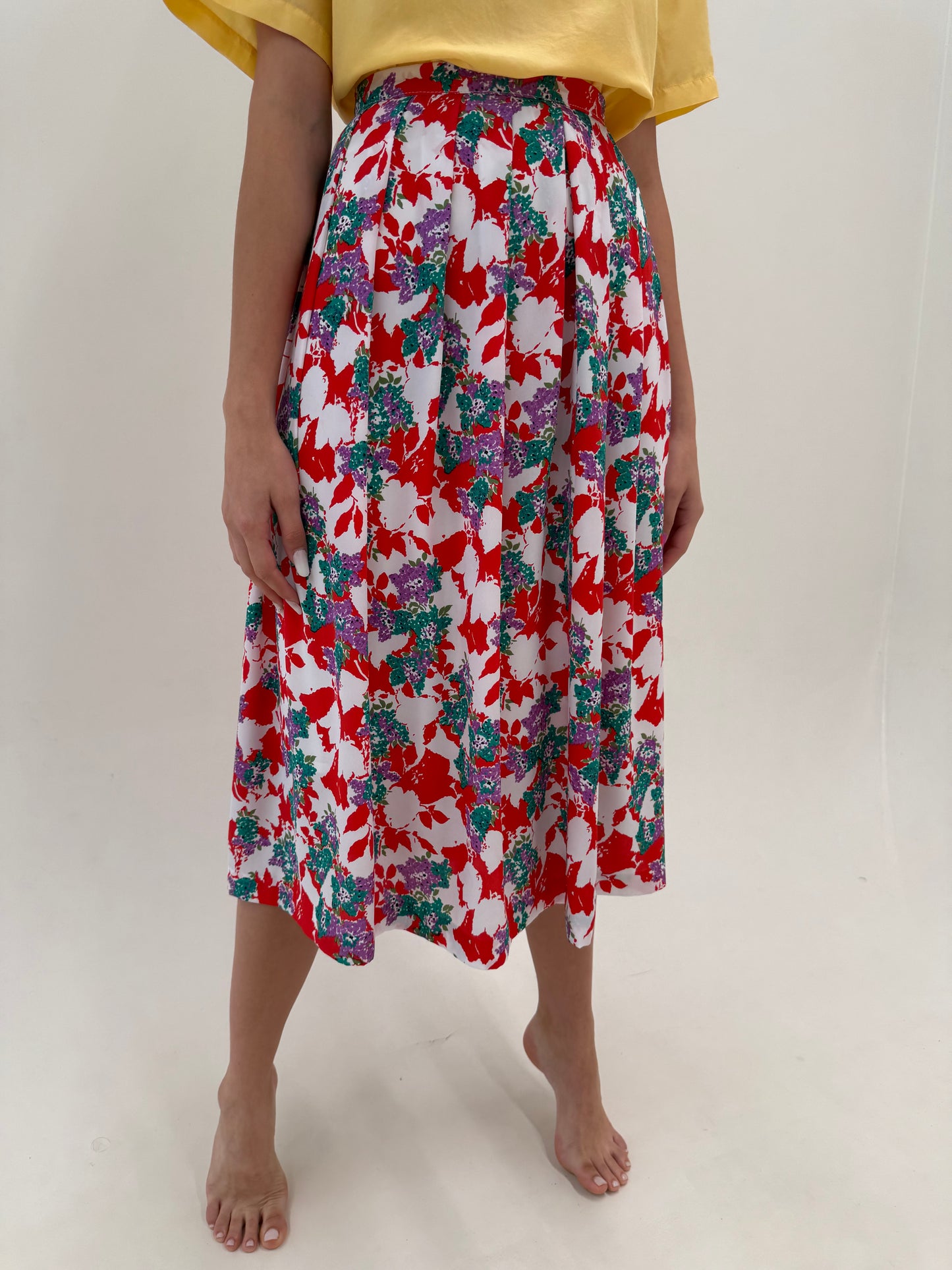 Fustă din mătase naturală ultra luxury Alta Moda midi lung cu print superb