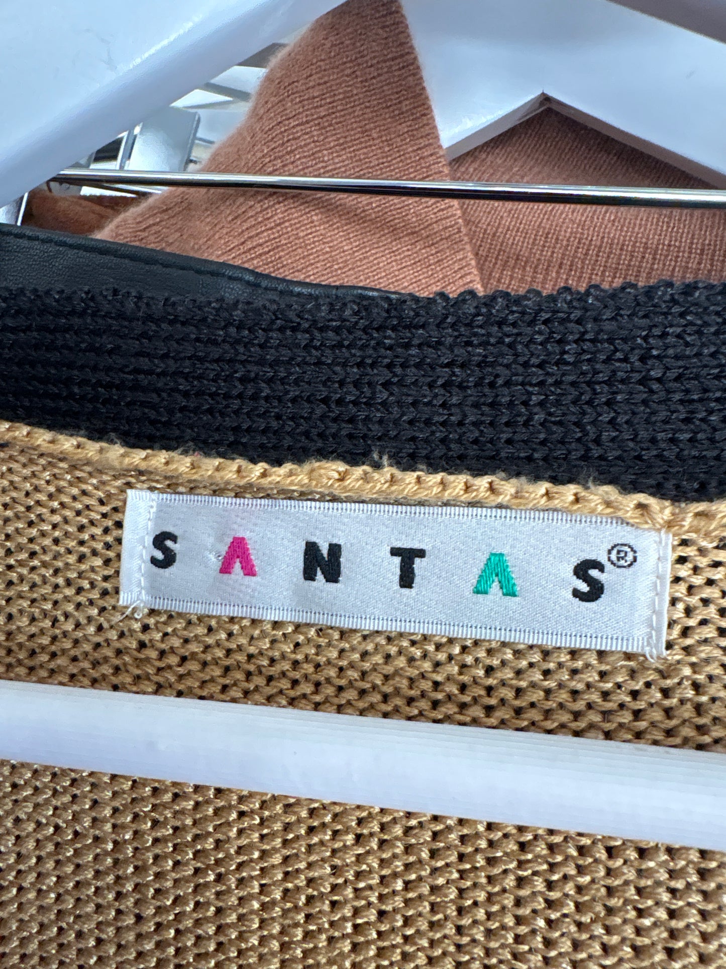 Cardigan vintage din tricot perlat camel cu o tentă pudrată de auriu cu Angora