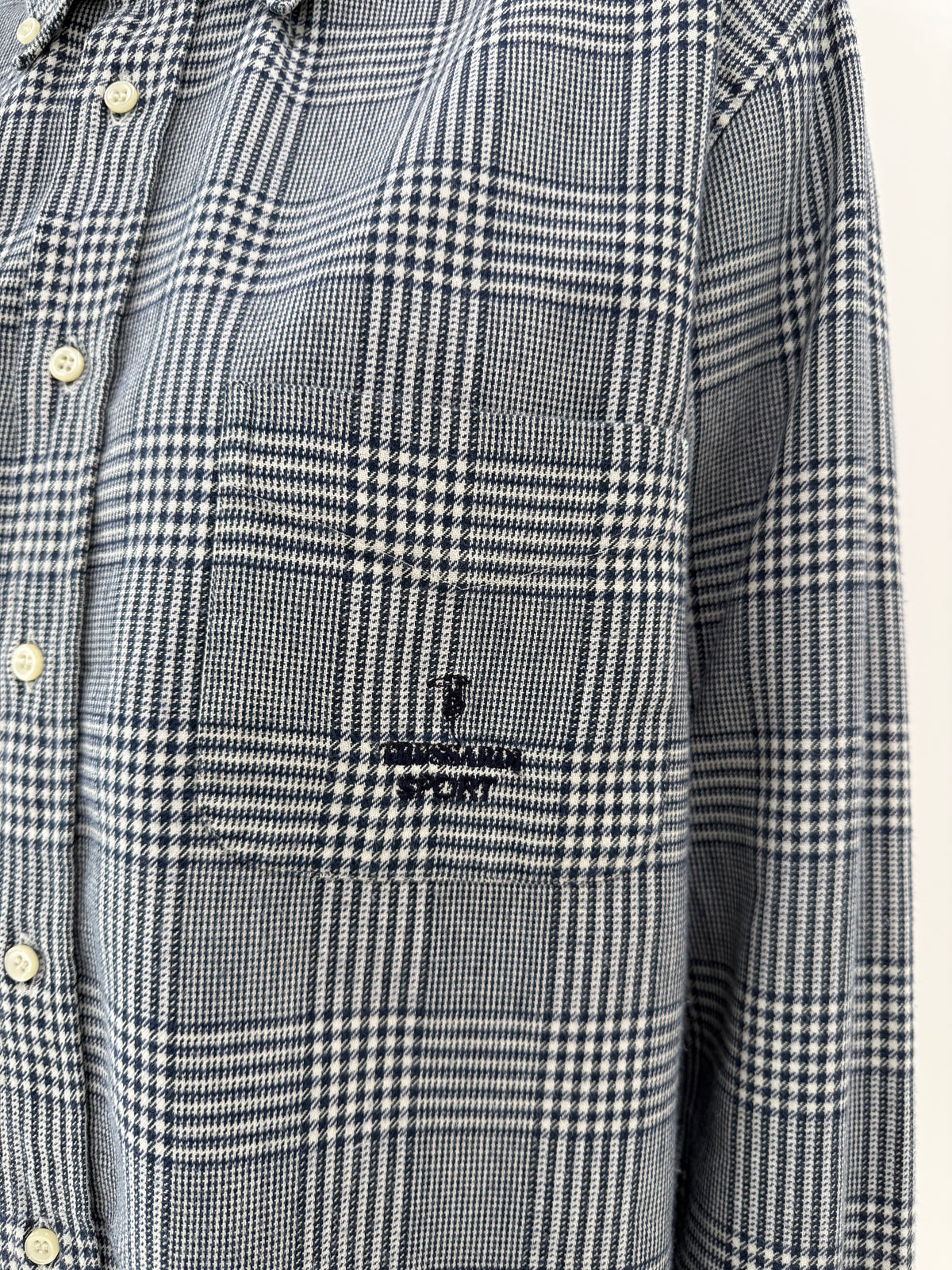 Cămașa groasă Trussardi button down din bumbac în carouri fine