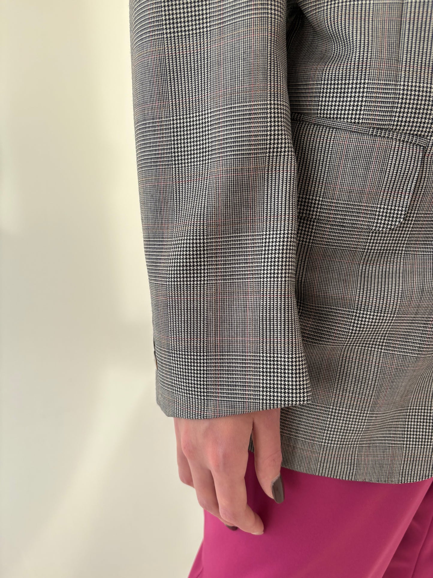 Sacou ultra luxury Zegna din stofă ușor structurată de lana în carouri pied de coq