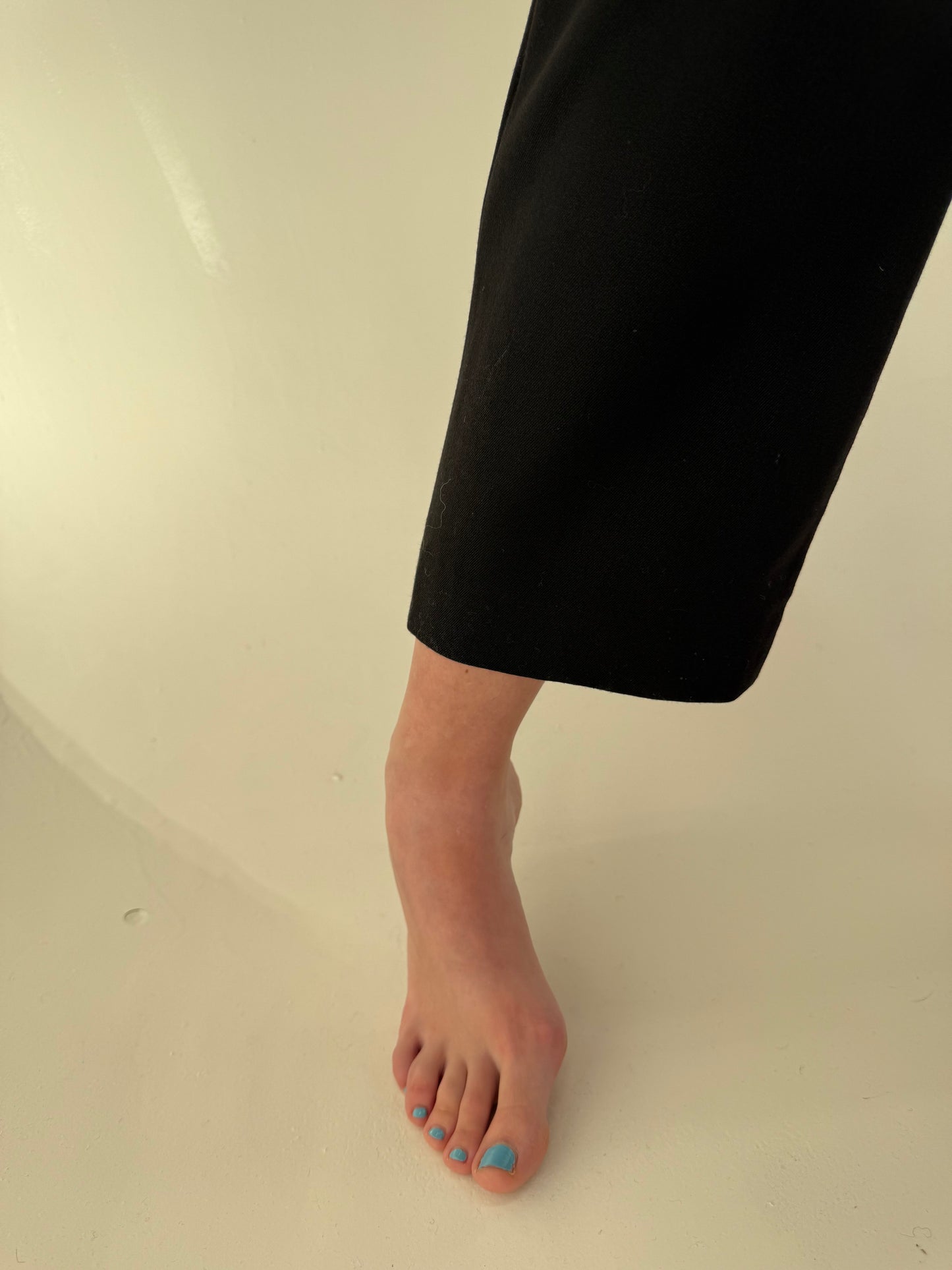 Pantaloni negri italienești din lana extrafina confort cu talie înaltă mom fit