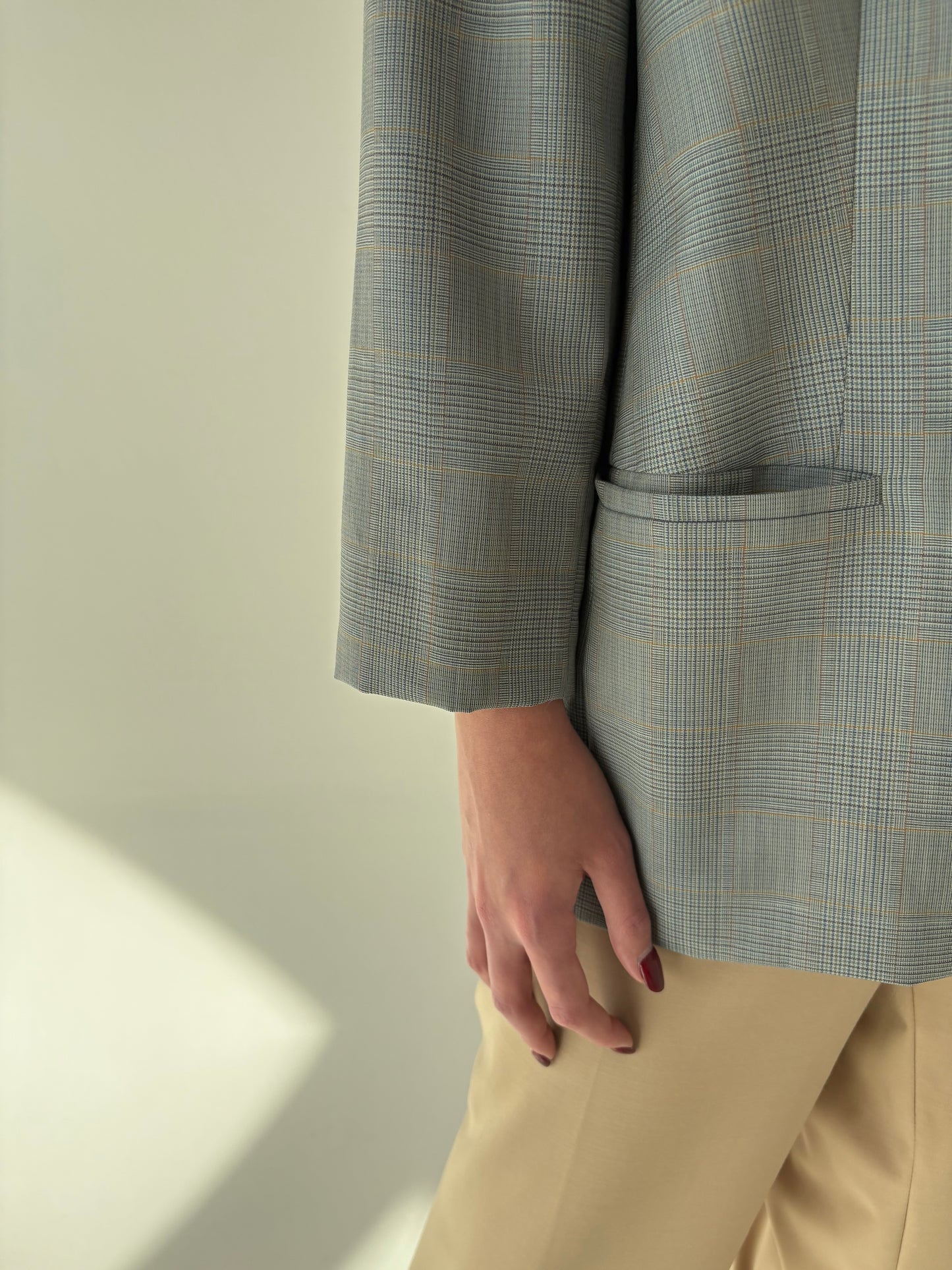 Sacou italian baby blue în croi minimalist din lana pura virgină