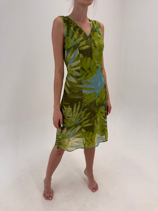 Rochie din creppe ultra confort de mătase naturală cu print organic