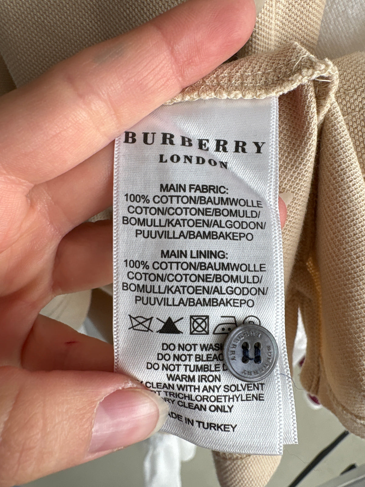 Top Burberry polo camel din bumbac excepțional de gramaj mare