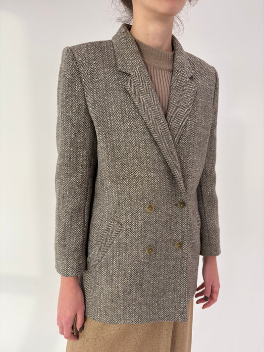 Sacou din British Herringbone tweed excepțional gros de lana în culori superbe
