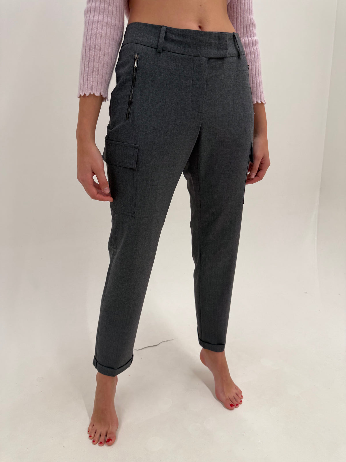 Pantaloni cargo din lana extrafina de brand luxury Peserico