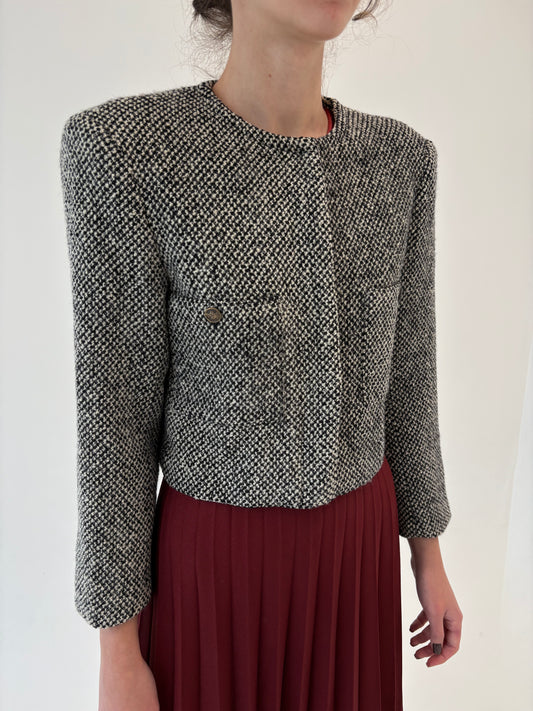 Sacou in stil Chanel super premium italian din tweed de lana și mohair