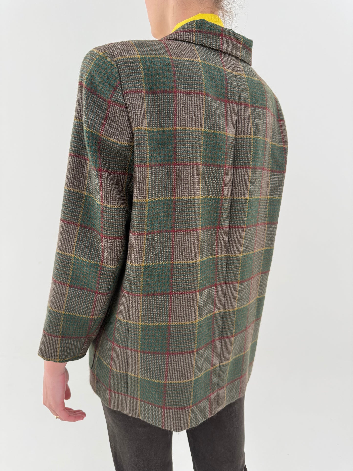 Sacou Dior vintage petite în carouri din lana cu buzunare aplicate