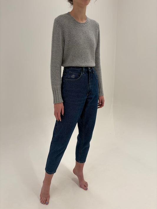 Jeans vintage gros darker wash mom fit cu talie ultra înaltă