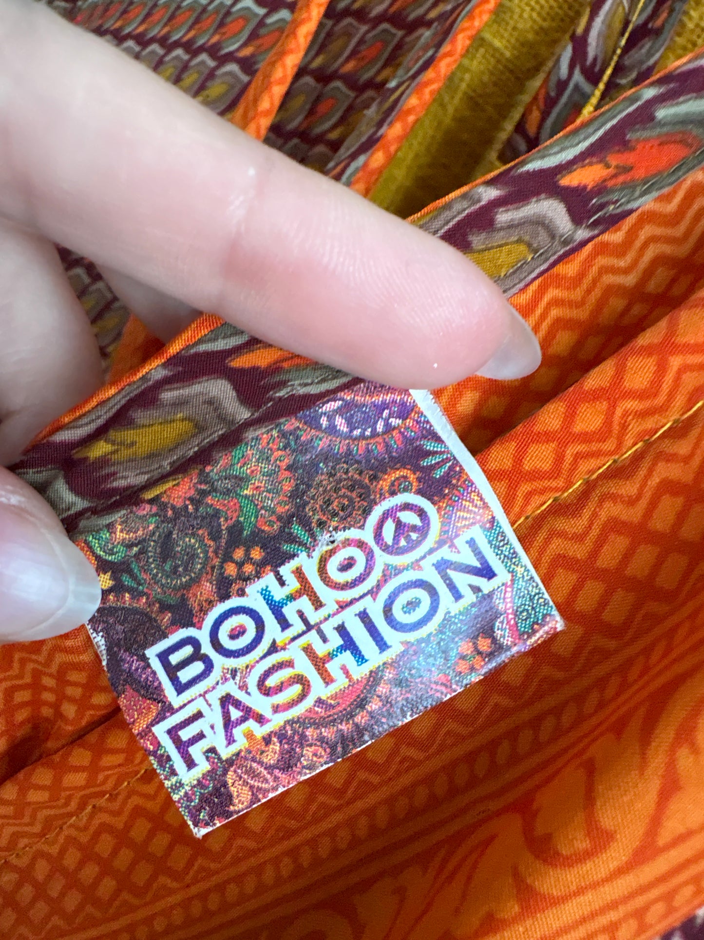 Rochie maxi boho 80% mătase naturală cu talie ultra înaltă elastică
