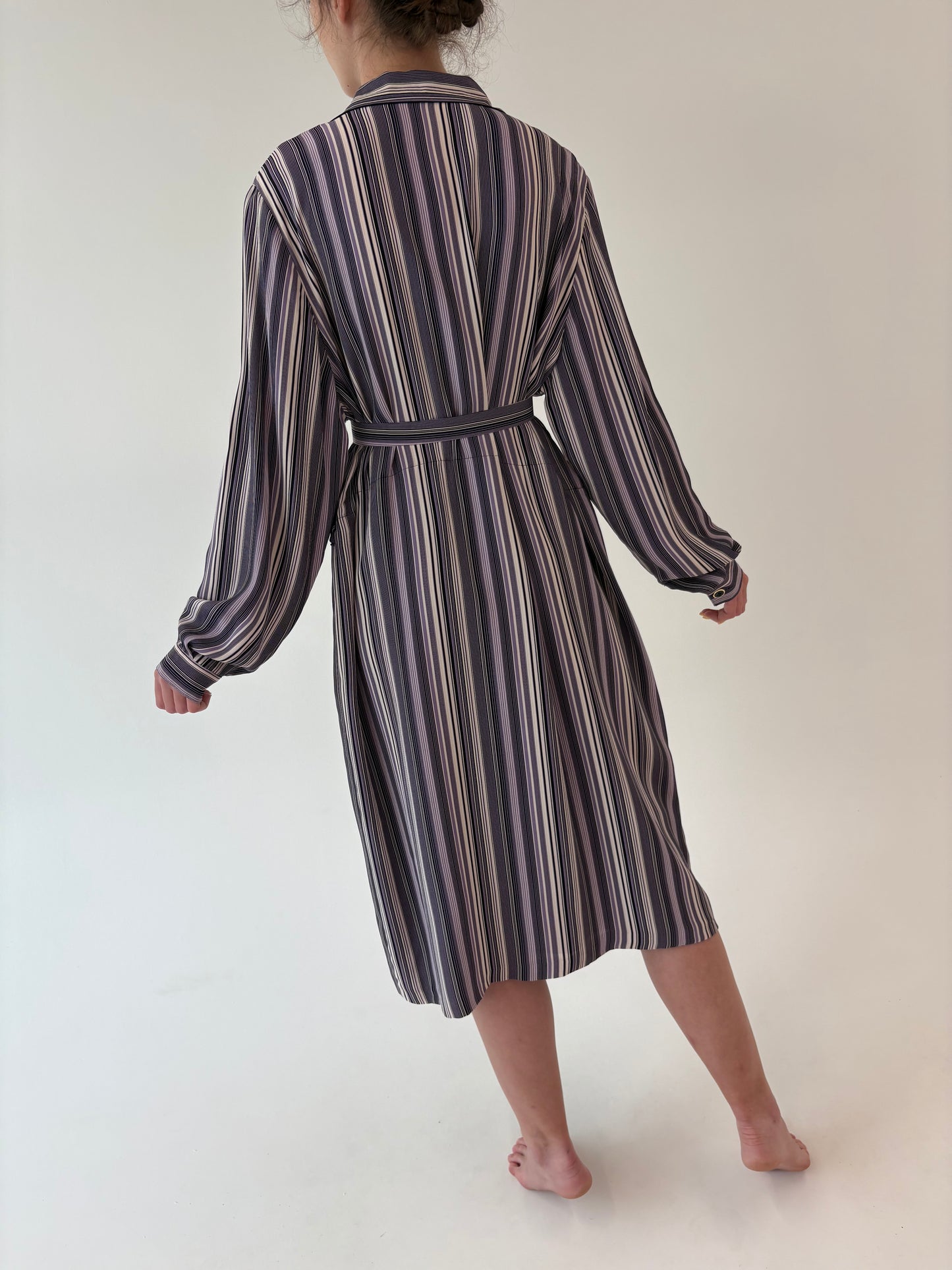 Rochie vintage plus size din mătase naturală grea cu talie reglabilă