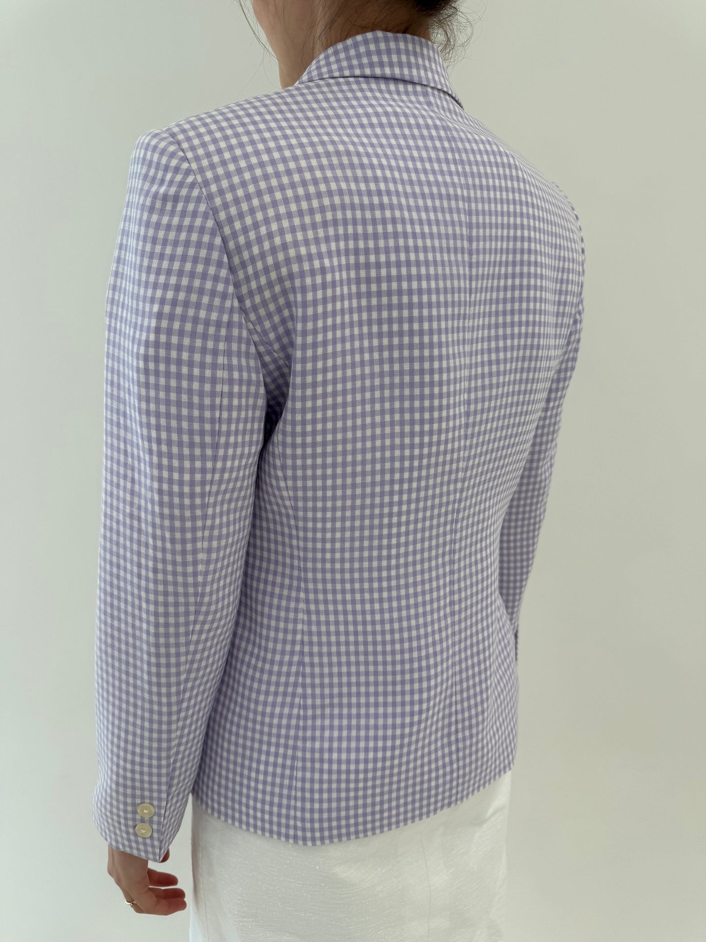 Sacou gingham de vară lavandă din pânză moale