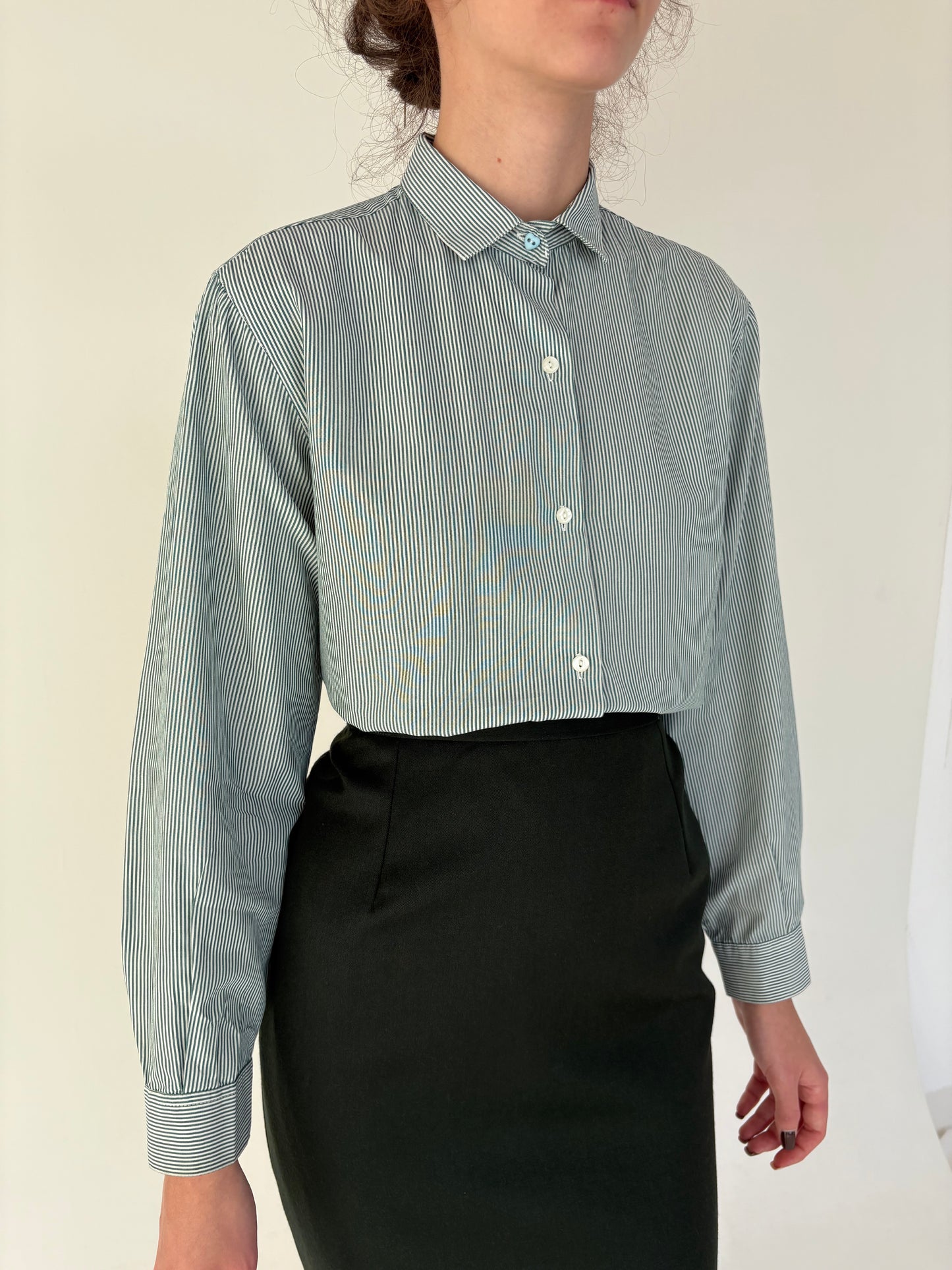 Cămașa premium italiană cu dungi forest green