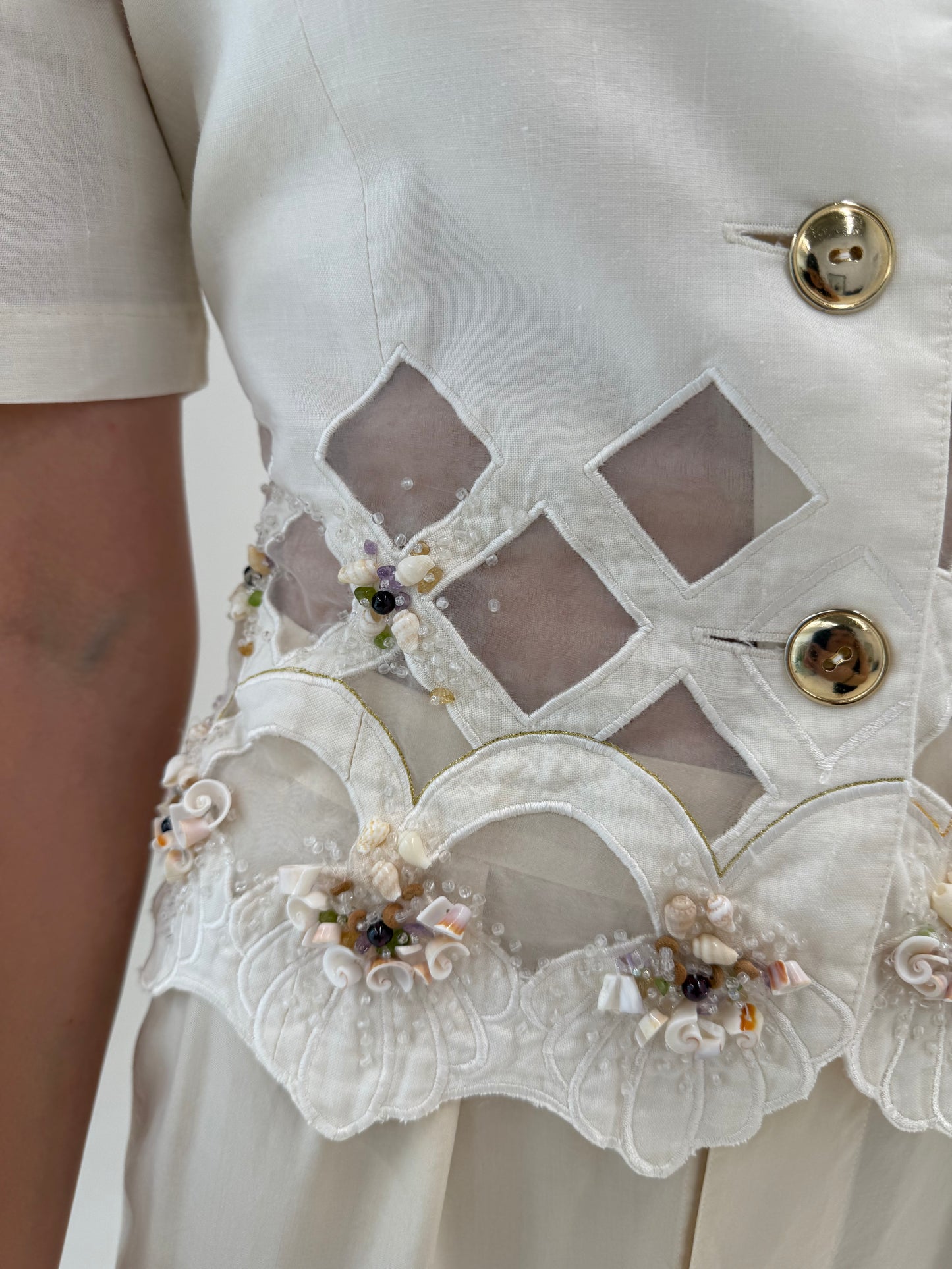 Sacou superb couture italian cu aplicații manuale naturale