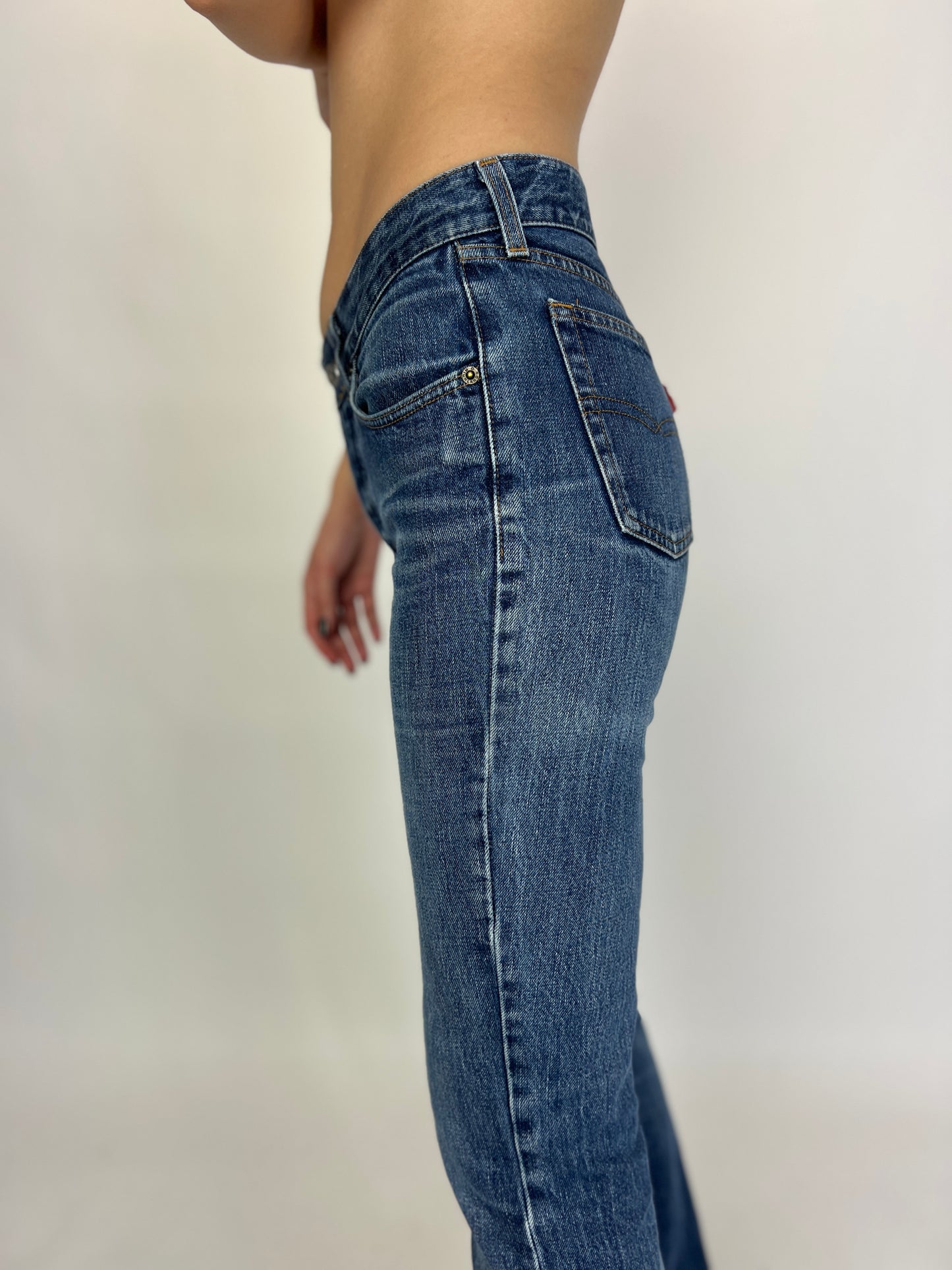 Jeanși premium cu talie mai joasă în față bumbac plin